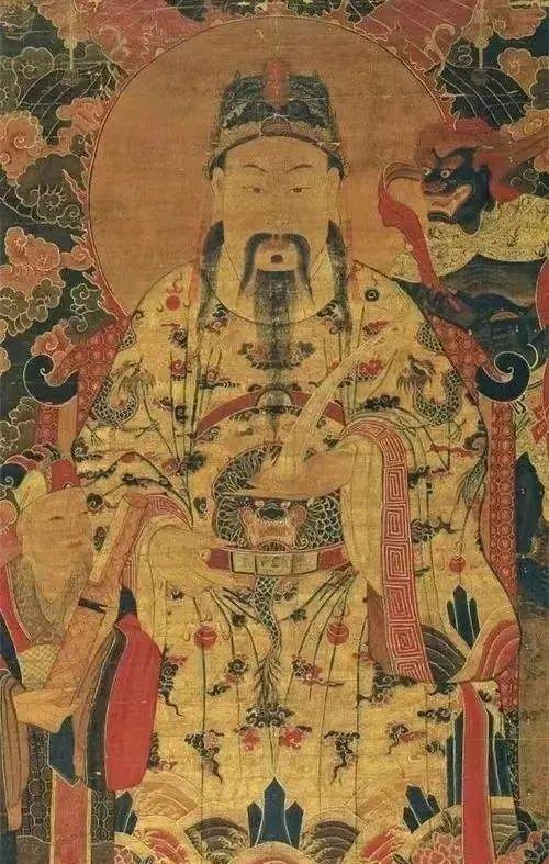 梨园祖师唐明皇（老郎神）神像，作帝王装束、头后有圆光
