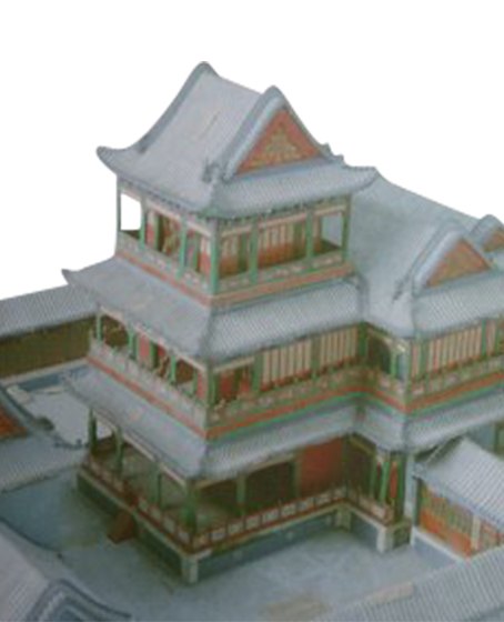 清代宫廷三层大戏台——清宫专演群仙神道祝寿与连台本戏的戏台形制(故宫博物院官网“戏曲馆”页所载,戏台类间接件,非尚和玉本人影像)